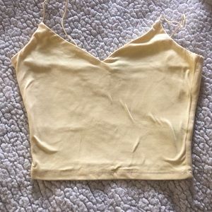 Super soft yellow crop skinny strap top